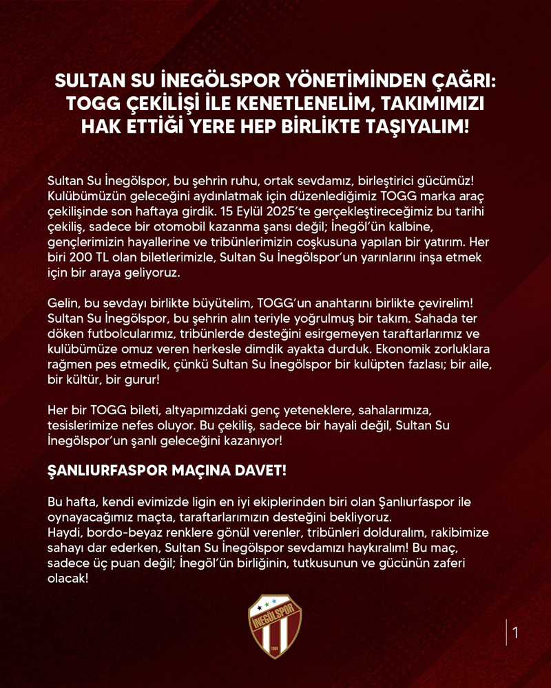 Sultan Su İnegölspor, 2025–2026 sezonuna hem sahada hem de şehirde