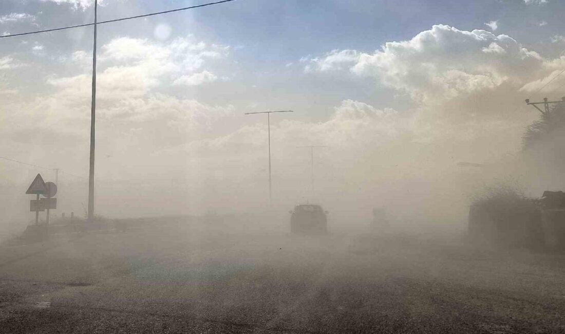 Bitlis’in Adilcevaz ilçesinde kuvvetli rüzgar ile birlikte toz bulutu etkili