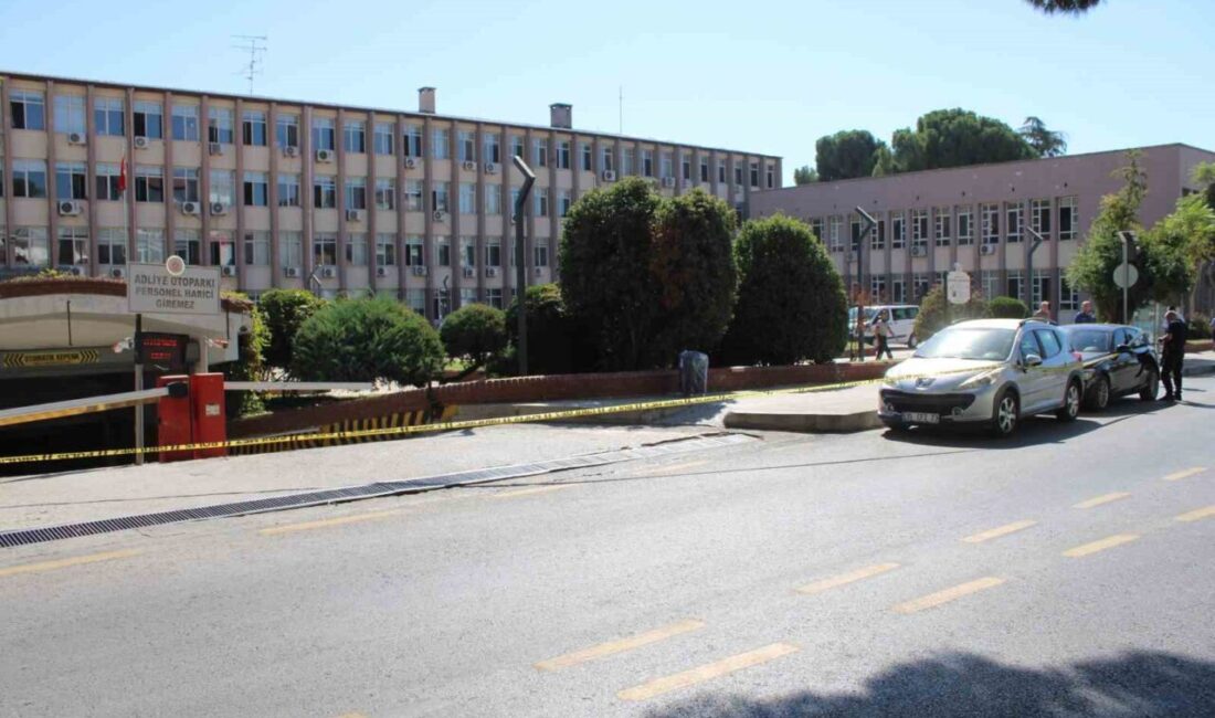 Aydın’ın Efeler ilçesinde adliye otoparkı girişinde Aydın Valiliği önündeki kaldırımda