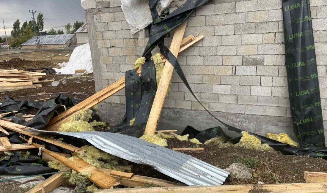 Ağrı’nın Tezeren köyünde etkili olan fırtına nedeniyle 74 yapının çatısı