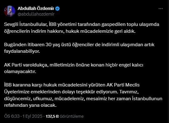 İstanbul Büyükşehir Belediyesi (İBB) tarafından iptal edilen 30 yaş üstü