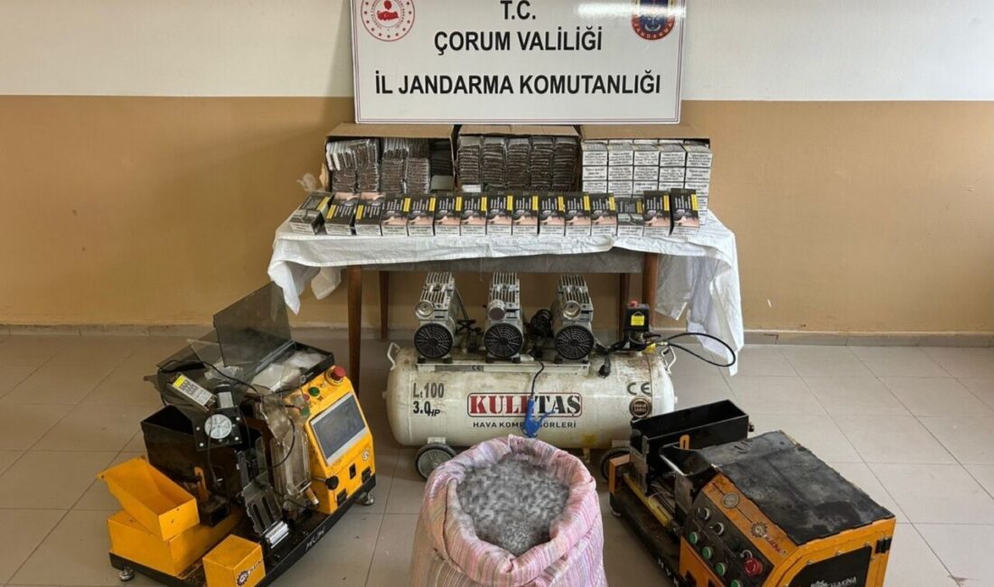 Çorum’un Alaca ilçesinde jandarma ekipleri tarafından yasa dışı sigara imalatı
