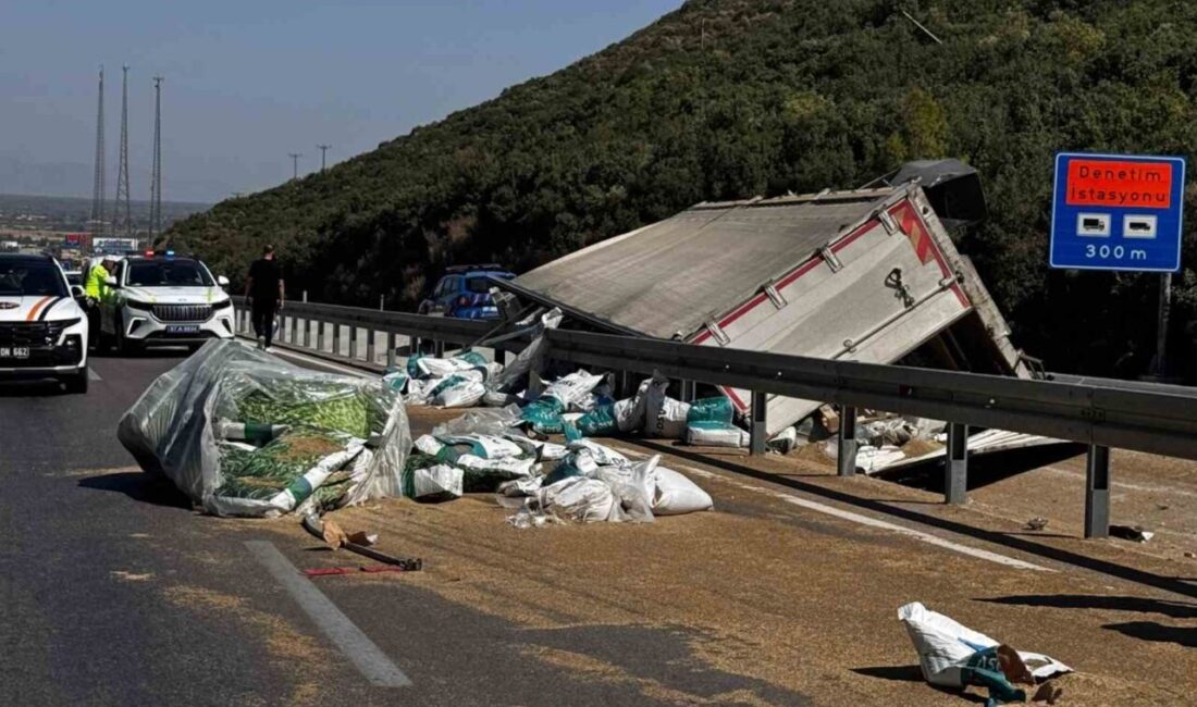 Antalya’da direksiyon hakimiyetini kaybetmesi sonucu meydana gelen kazada, yol kenarına