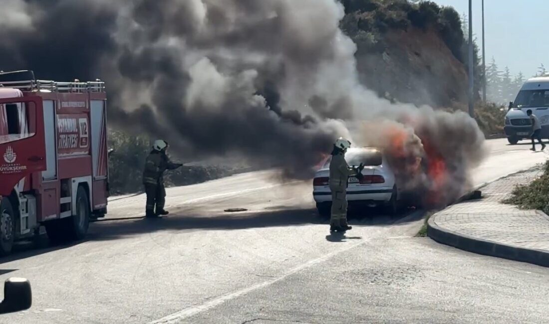 İstanbul Arnavutköy’de seyir halindeki LPG’li bir otomobil, henüz belirlenemeyen nedenle