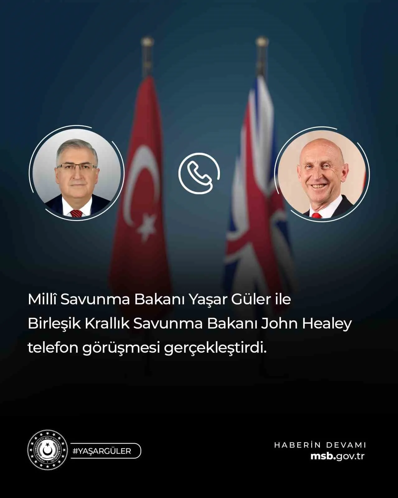 Milli Savunma Bakanı Yaşar Güler, Birleşik Krallık Savunma Bakanı John