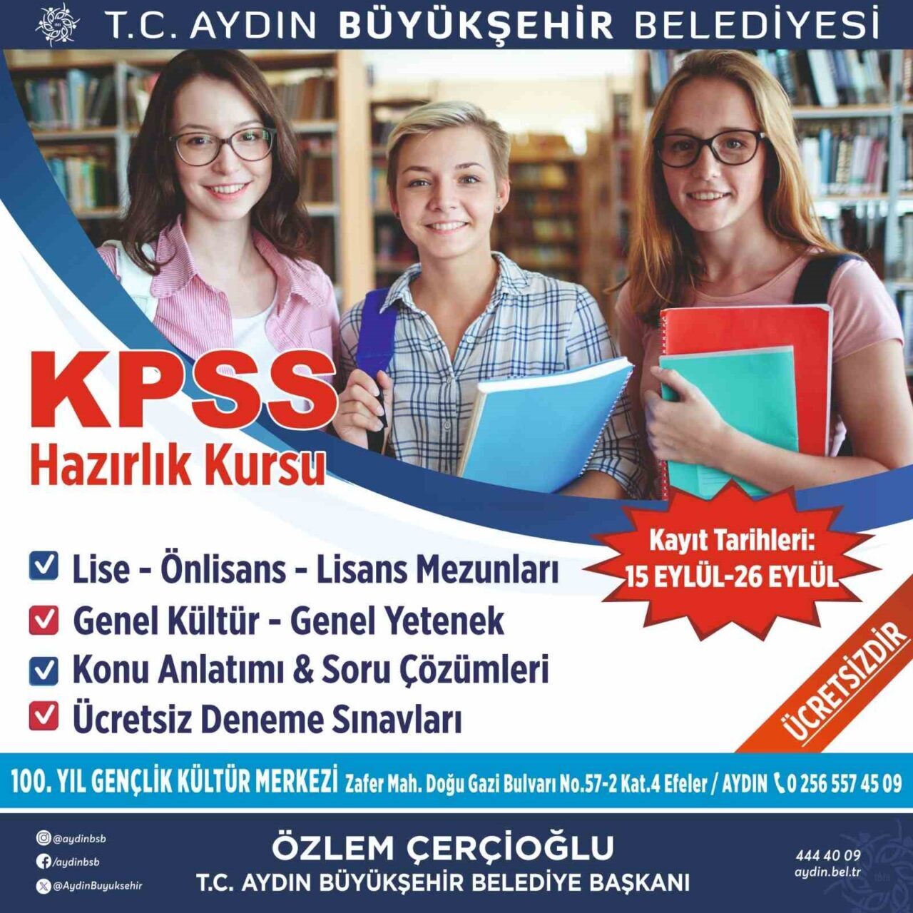 Aydın Büyükşehir Belediyesi’nin yıllardır sürdürdüğü ücretsiz KPSS kurslarında yeni dönem