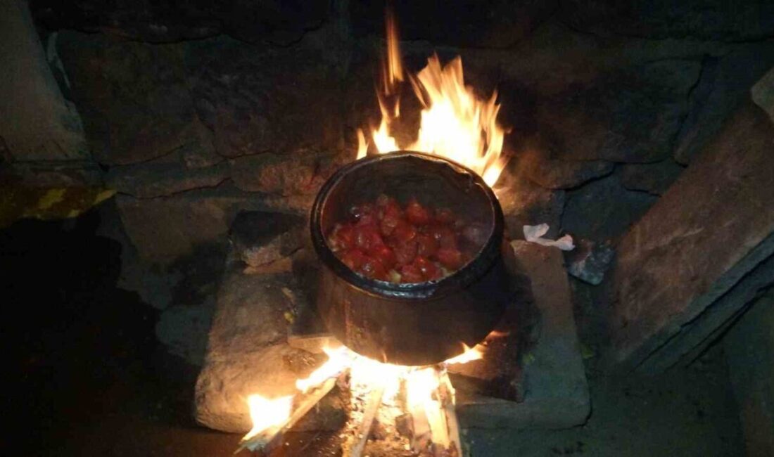 Bayburt’un Aydıntepe ilçesinde sonbaharın gelmesiyle birlikte evlerde kışlık salça hazırlıkları