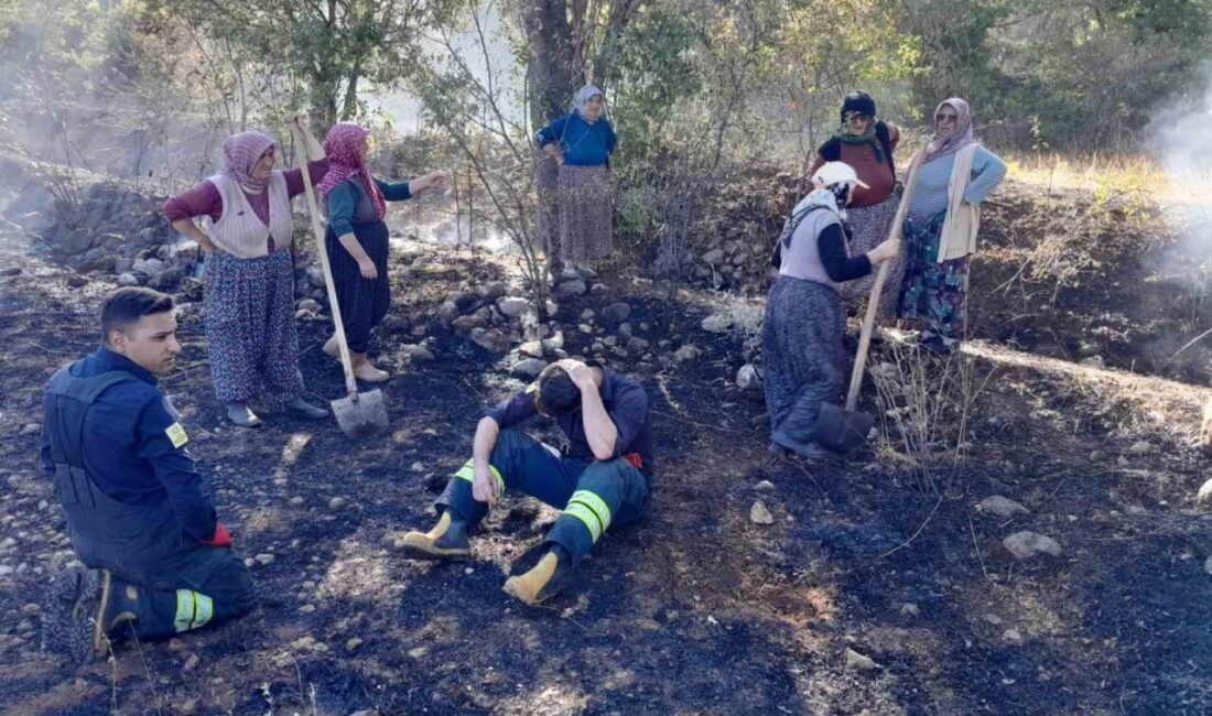 Konya’nın Bozkır ilçesinde kuru otluk alanda çıkan yangın, itfaiye ekipleri