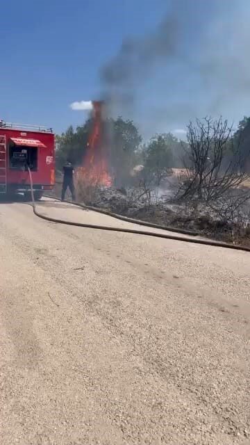 Yangın Bursa’nın İnegöl ilçesinde kırsal Olukman mahallesinde saat 13.00 sıralarında