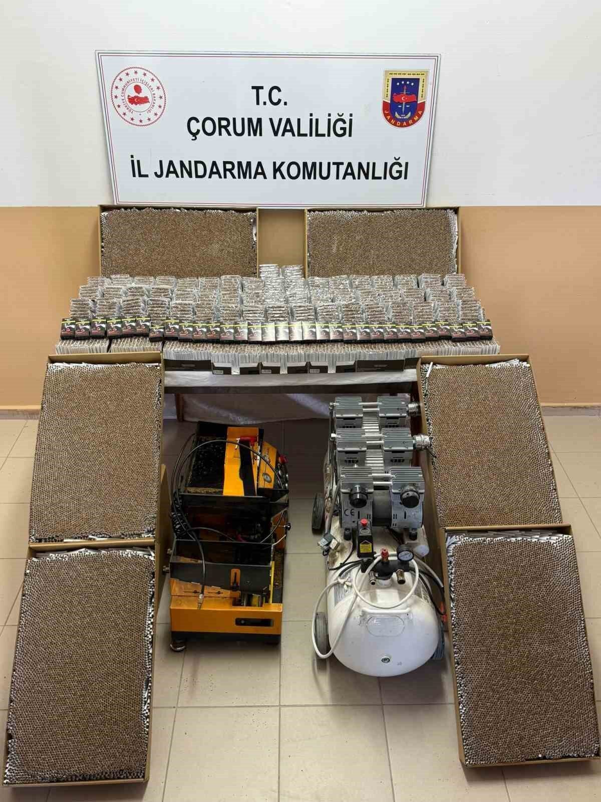 Çorum’un Alaca ilçesinde jandarma ekipleri tarafından düzenlenen operasyonda 56 bin
