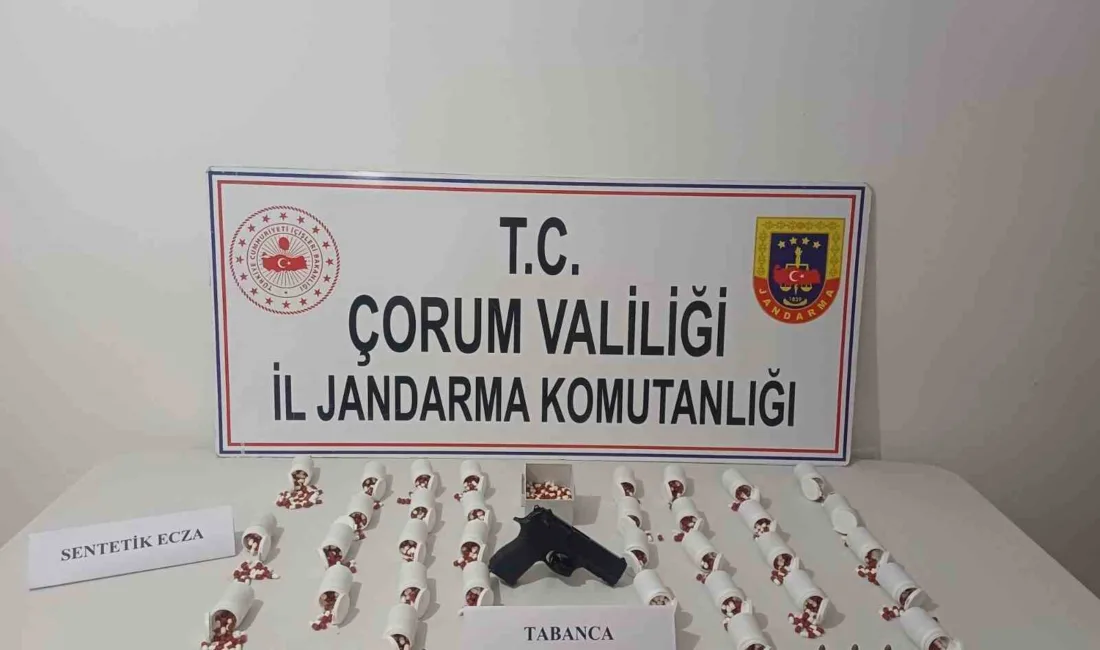 Çorum’da jandarma ekiplerinin düzenlediği operasyonda binlerce sentetik ecza hapı ve