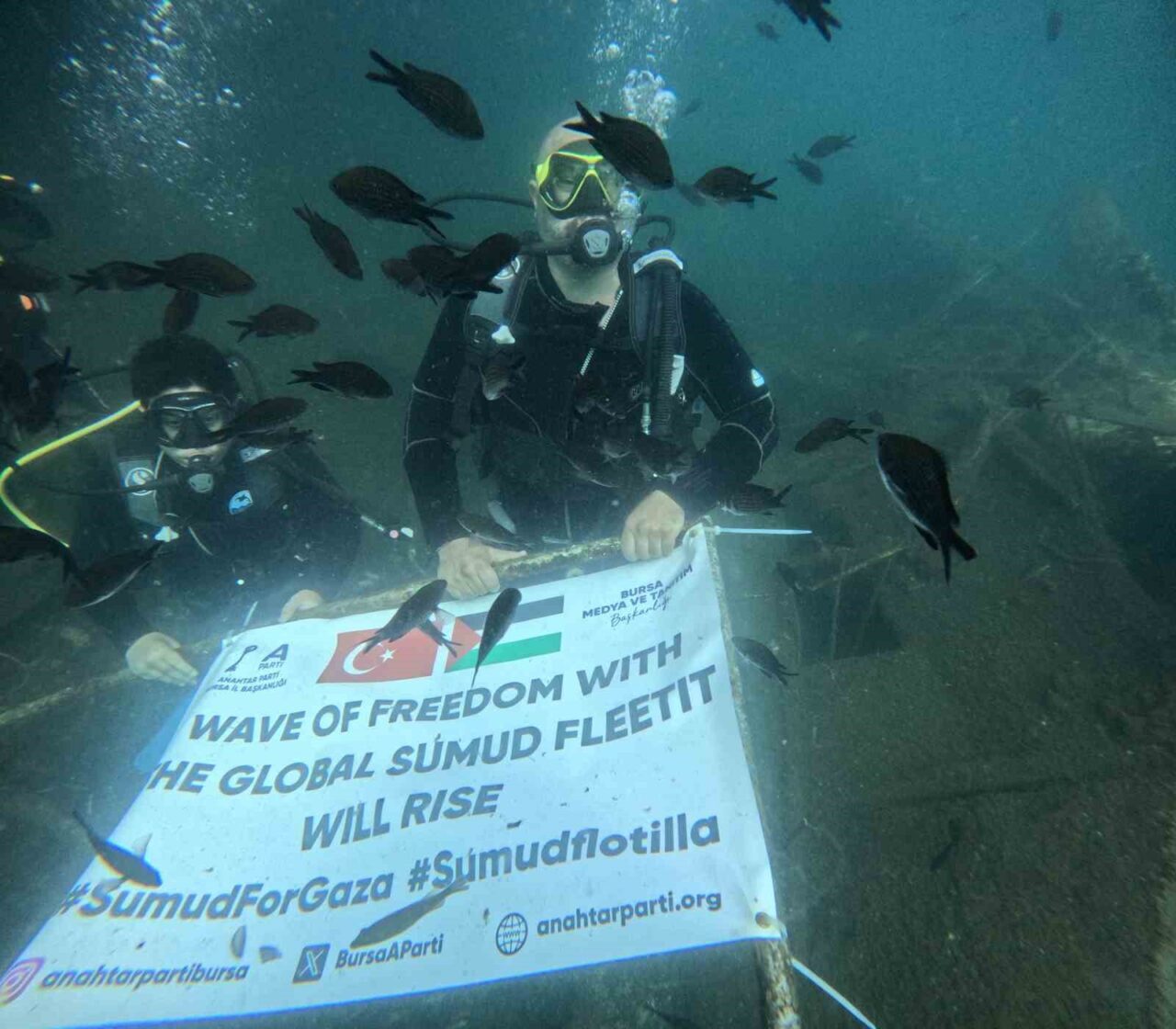 Bursa’da şehit ve gazi yakını bir grup dalış gerçekleştirdikleri deniz