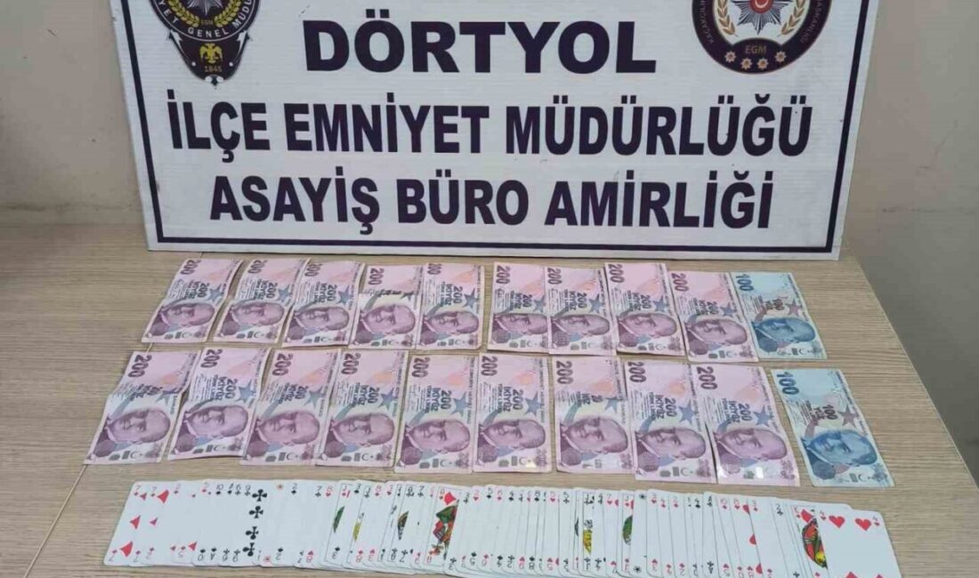 Hatay’ın Dörtyol ilçesinde kumar oynayan 3 şahsa 27 bin 741