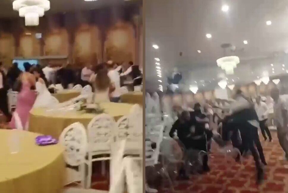 Adana’da düğünde davetliler arasında yaşanan uçan tekmeli kavga saniye saniye