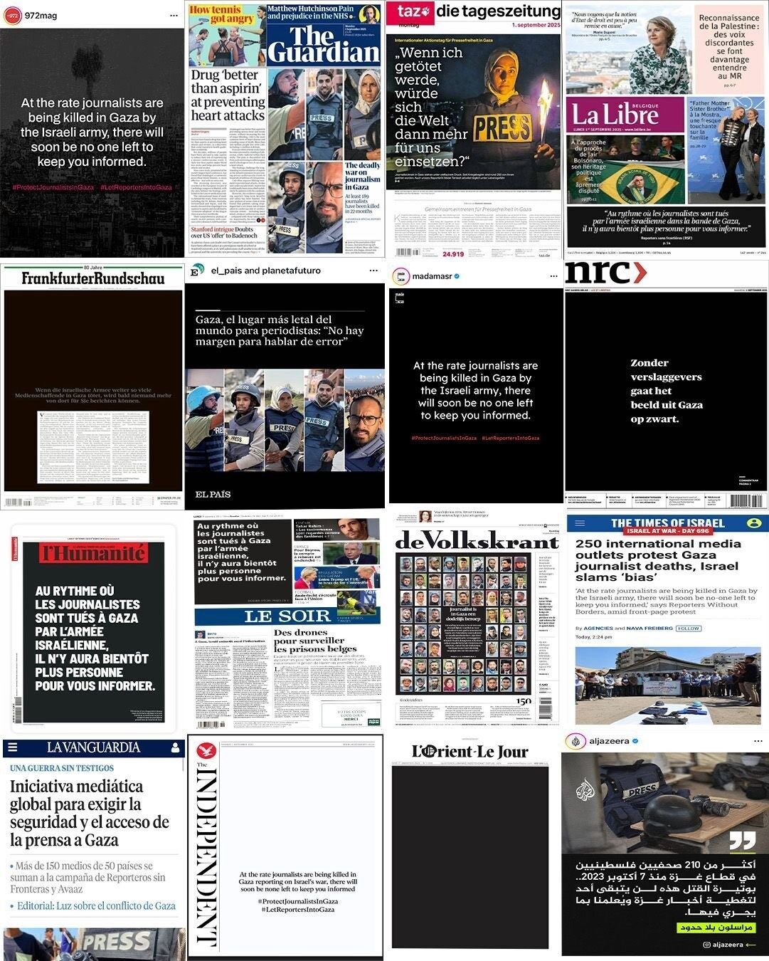 Dünya genelinde 70’i aşkın ülkeden 250’den fazla medya kuruluşu, İsrail’in