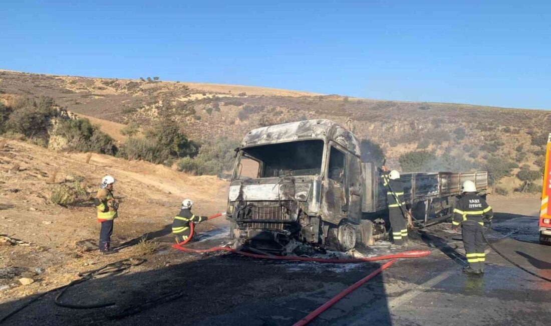 Hatay’da seyir halindeyken alev alan tırın sürücüsü göz yaşlarına boğuldu.