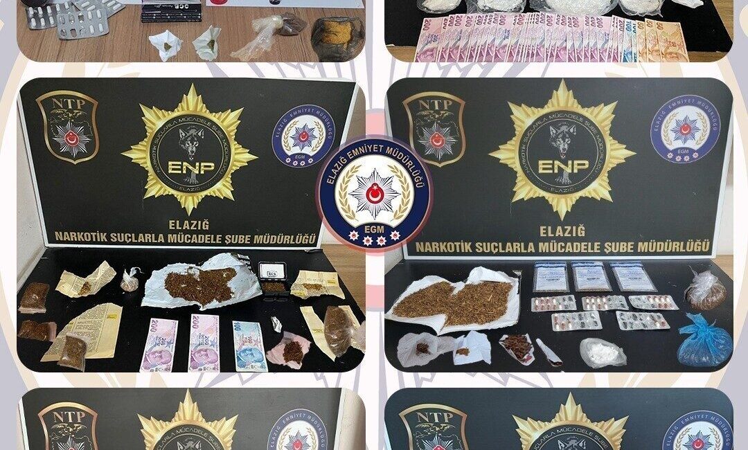Elazığ’da polis ekipleri tarafından son 1 ayda uyuşturucuyla mücadele kapsamında