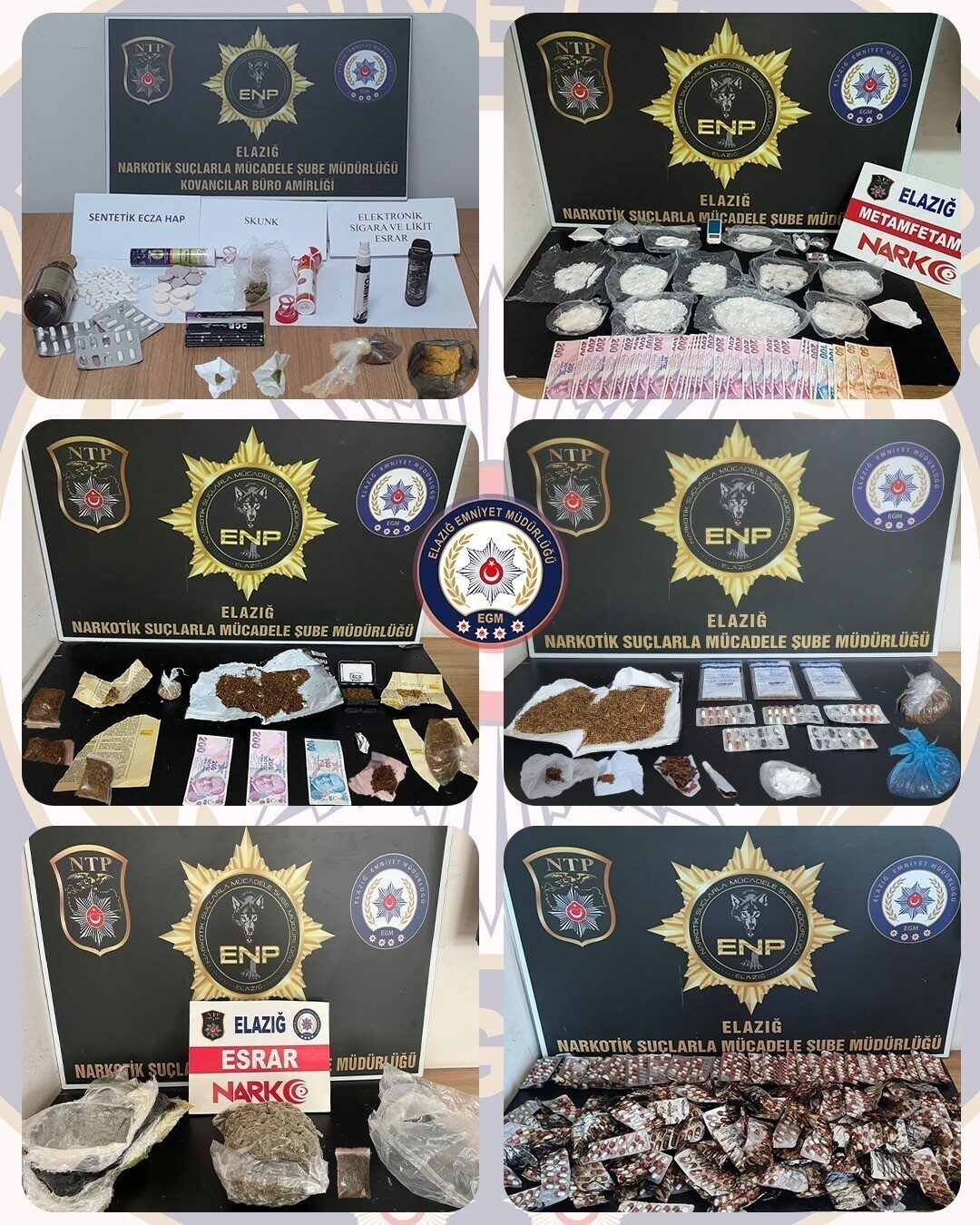 Elazığ’da polis ekipleri tarafından son 1 ayda uyuşturucuyla mücadele kapsamında