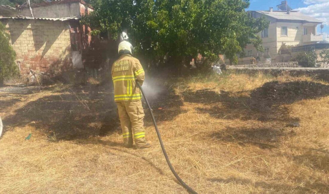 Balıkesir’in Sındırgı ilçesinde elektrik panosundan sıçrayan kıvılcımlar nedeniyle çıkan ot