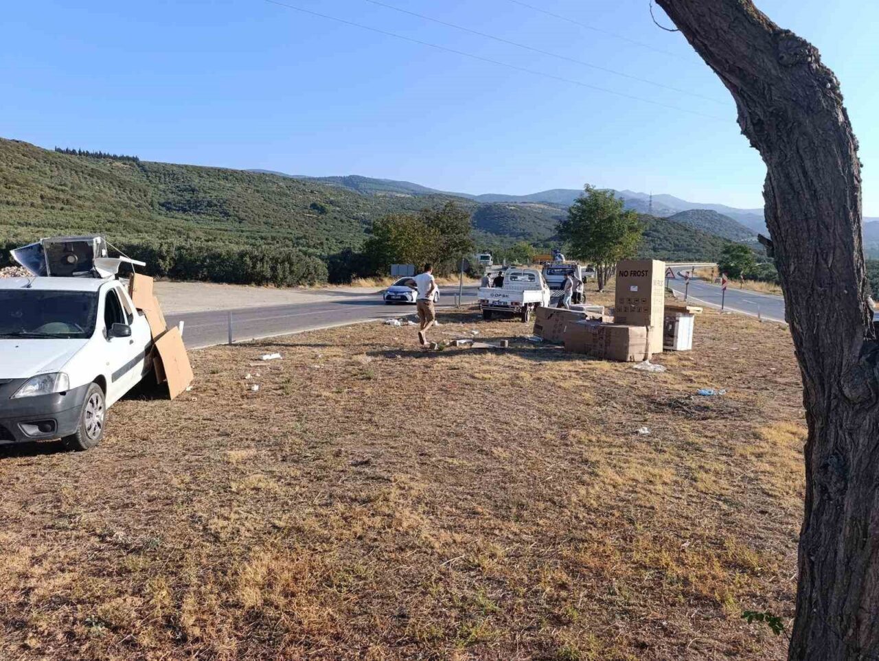 Erdek-Bandırma karayolunda meydana gelen trafik kazasında, beyaz eşya yüklü bir