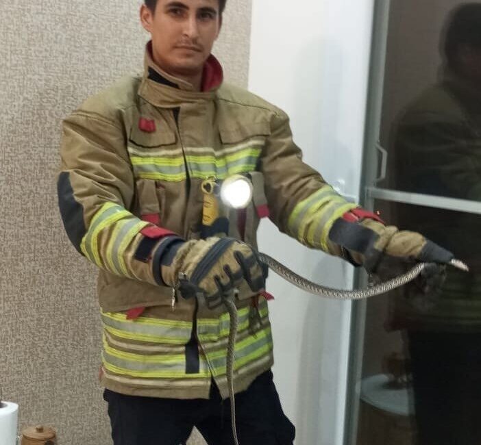Hatay’da 2 farklı eve giren yılanlar itfaiye ekipleri tarafından yakalandı.