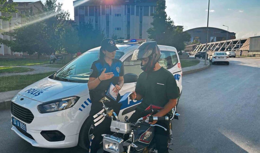 Erzincan İl Emniyet Müdürlüğü ekipleri sürücüleri kask kullanımı ve hatalı
