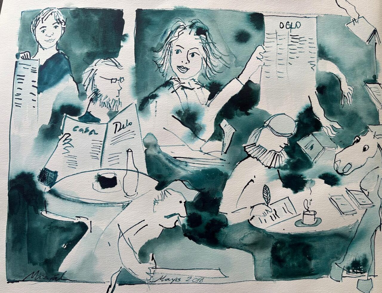 Gaziantepli ressam Mizyal Karabiber Nacaroğlu ve torunu Ferit Özdeş, SANKO