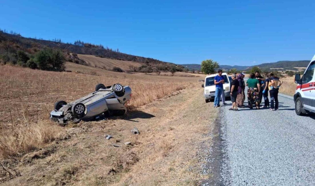 Çanakkale’nin Gelibolu ilçesinde seyir halindeki otomobil kontrolden çıkarak tarlaya girdi.