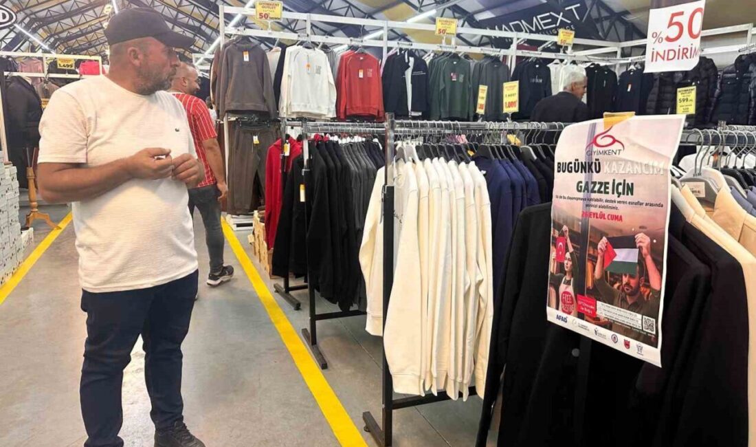 Esenler’deki Giyimkent İndirim Çadırı’nda bugün yapılan tüm satışların geliri Gazze’ye