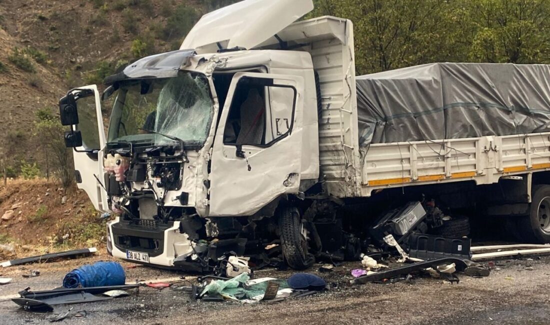 Gümüşhane’nin Torul ilçesine bağlı Arılı köyü yakınlarında 2 kamyonun çarpıştığı