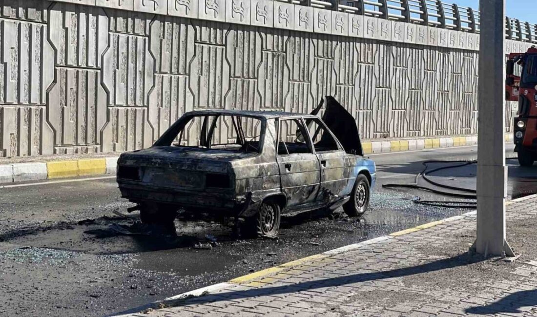 Sivas’ta hareket halindeki otomobil alev aldı, sürücüsü hafif şekilde yaralandı.