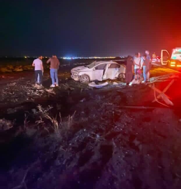Şanlıurfa’nın Hilvan ilçesinde otomobilin takla atması sonucu meydana gelen trafik