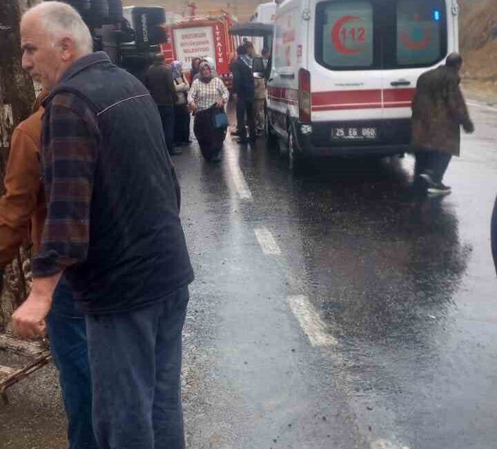 Erzurum’un İspir ilçesi Ortaören yağlı yol ayrımında akşam saatlerinde yürekleri