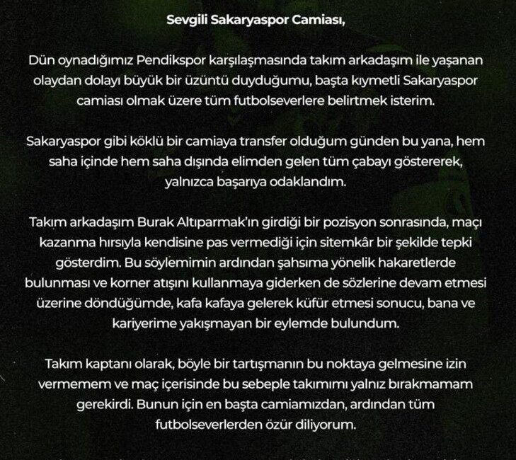 Sakaryaspor’un, Trendyol 1. Lig’in 7. haftasında deplasmanda oynadığı Pendikspor maçında
