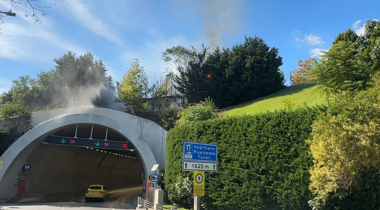 İstanbul’un Kağıthane ilçesinde Piyalepaşa Tüneli’nin girişindeki ağaçlık alandan alevler yükseldi.