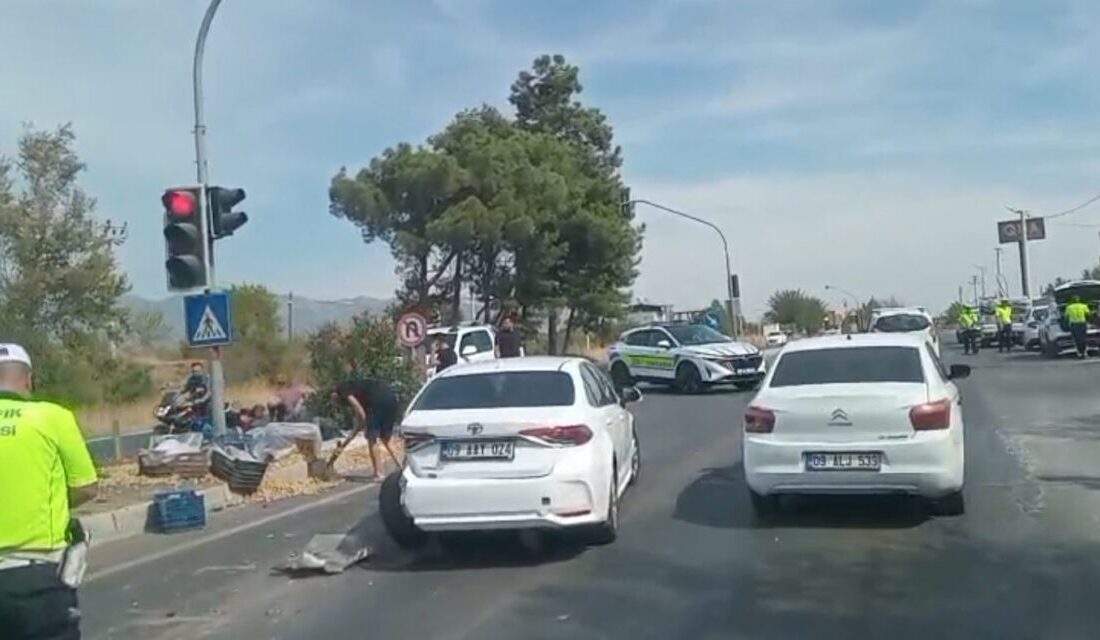 Aydın-İzmir Karayolu üzerinde meydana gelen trafik kazası sonucu karayolu incir