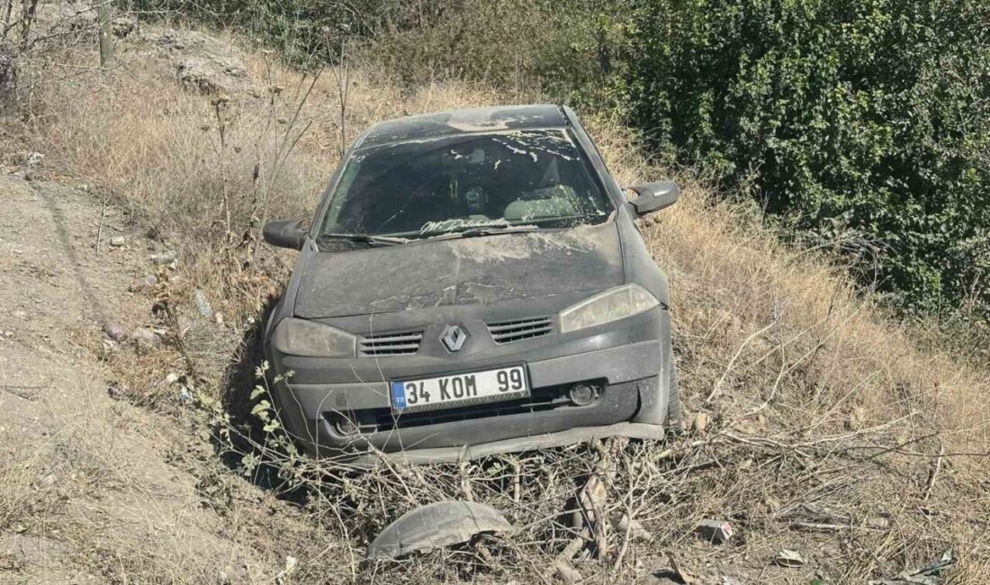 Adıyaman’da, karayoluna dökülen mıcırdan dolayı kontrolden çıkan otomobil şarampole girdi.