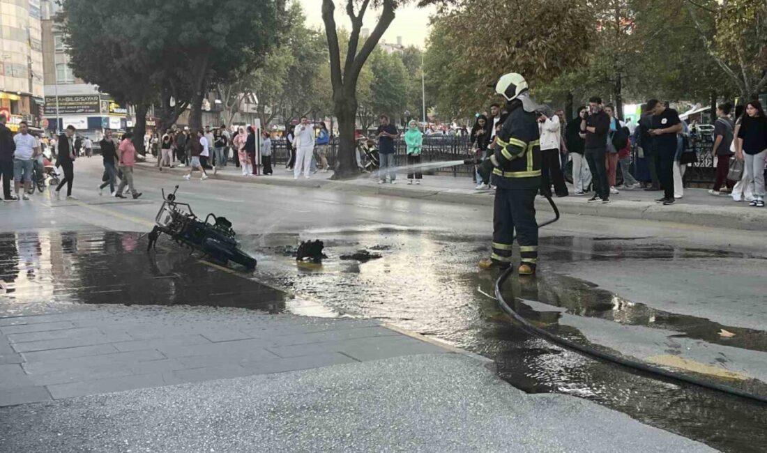 Kastamonu’da seyir halindeyken alevlere teslim olan motosiklet kullanılmaz hale geldi.