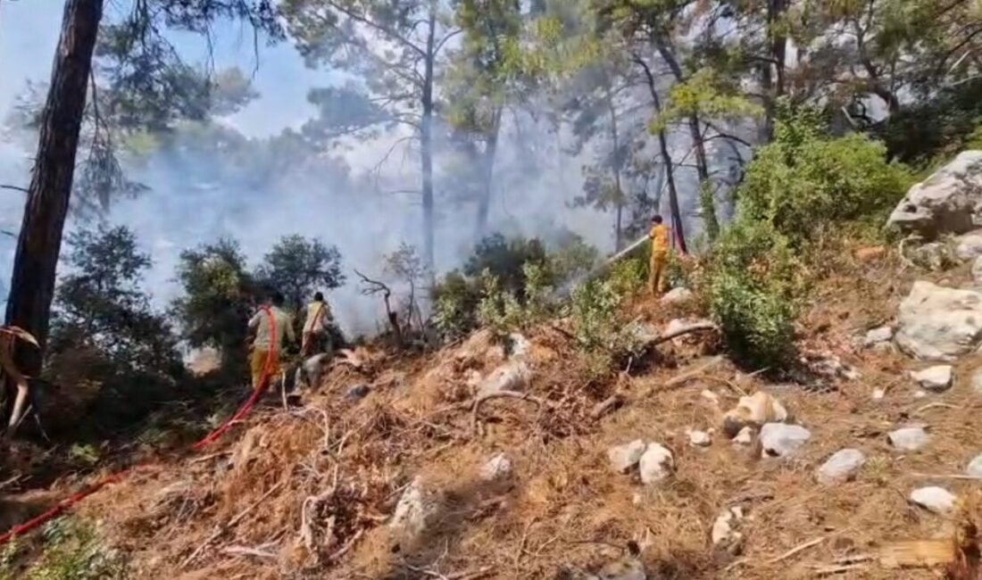 Antalya’nın Kemer ilçesi Kiriş Mahallesi’nde çıkan orman yangını, ekiplerin havadan