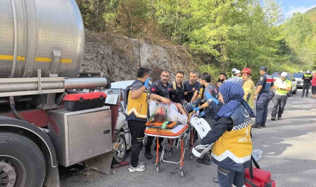 Bursa’nın İnegöl ilçesinde meydana gelen kazada kontrolden çıkan otomobil park