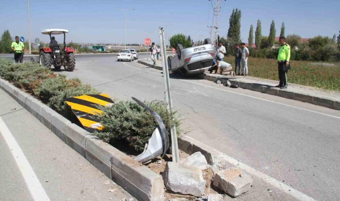 Konya’nın Beyşehir ilçesinde kontrolden çıkan otomobilin devrilmesi sonucu sürücüsü yaralandı.