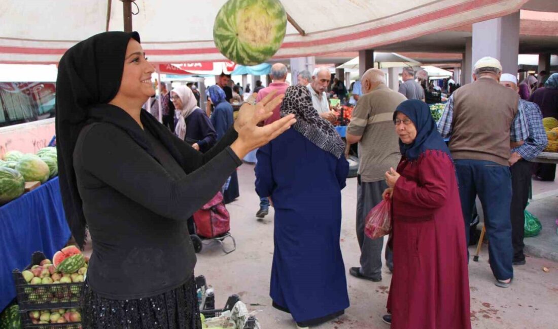 Amasya’da 24 yaşındaki Esra İnan, ailesiyle birlikte tarlada yetiştirdiği karpuzları