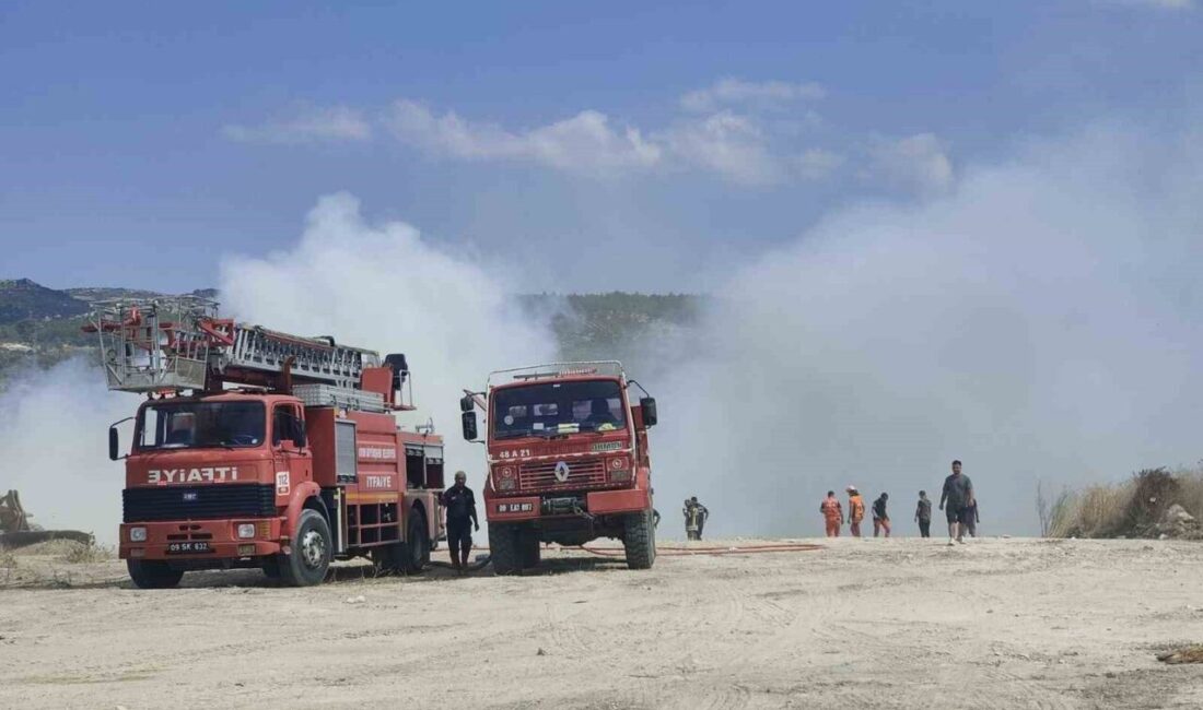 Aydın’ın Kuşadası ilçesinde hafriyat ve moloz döküm alanında yangın çıktı.