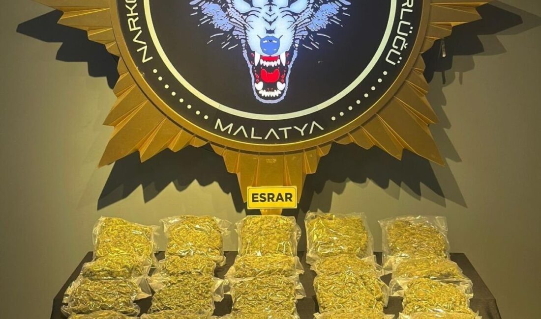 Malatya’nın Hekimhan ilçesinde düzenlenen uyuşturucu operasyonunda 12 kilo 800 gram