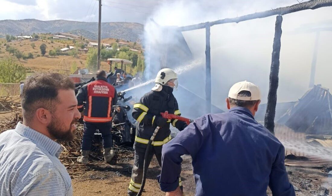 Malatya’nın Doğanşehir ilçesinde bir ahırda çıkan yangında 10 büyükbaş hayvan