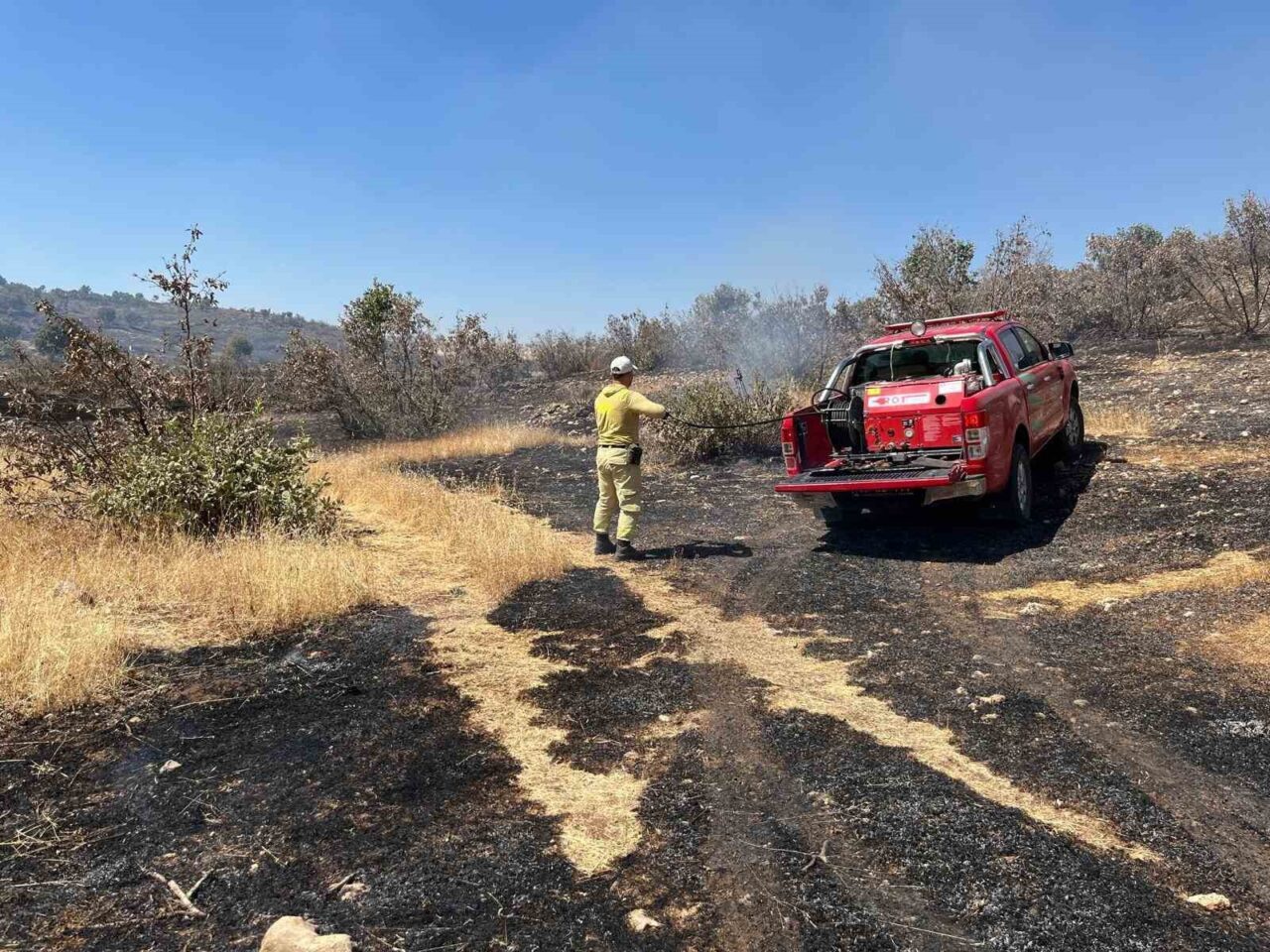 Mardin’in Savur ilçesinde ormanlık alanda çıkan yangın, ekiplerin müdahalesiyle söndürüldü.