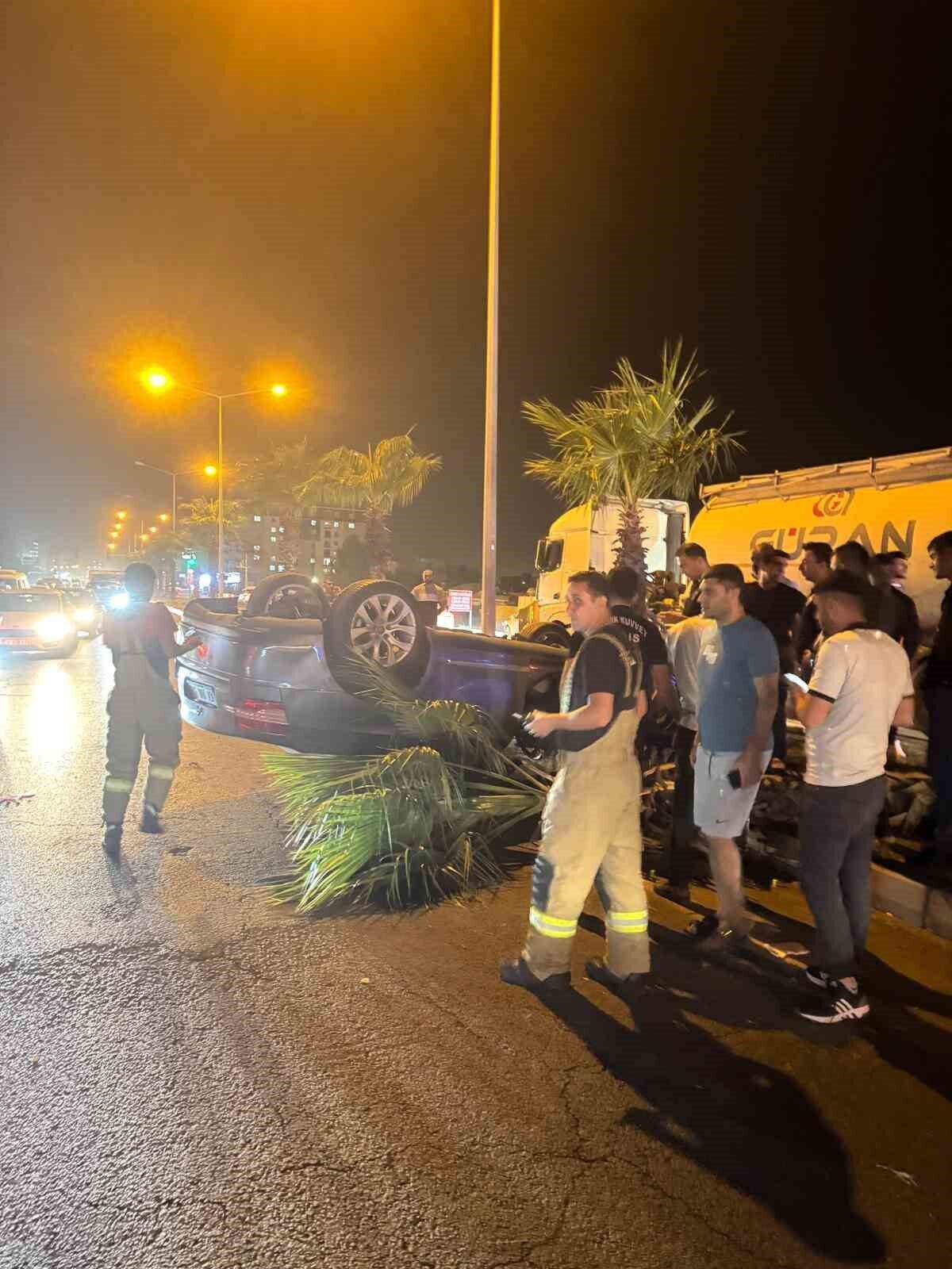 Mardin’in Kızıltepe ilçesinde, seyir halindeyken kontrolden çıkan otomobilin takla attığı