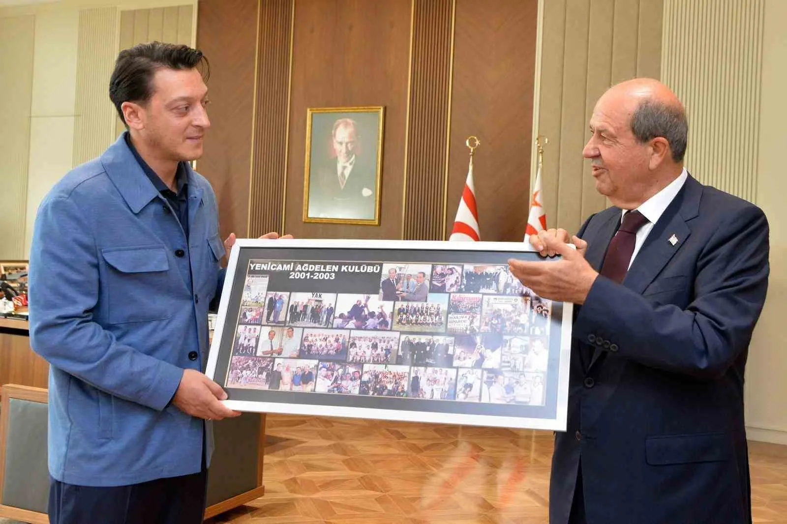 KKTC Cumhurbaşkanı Ersin Tatar, eski futbolcu Mesut Özil’i kabul etti.