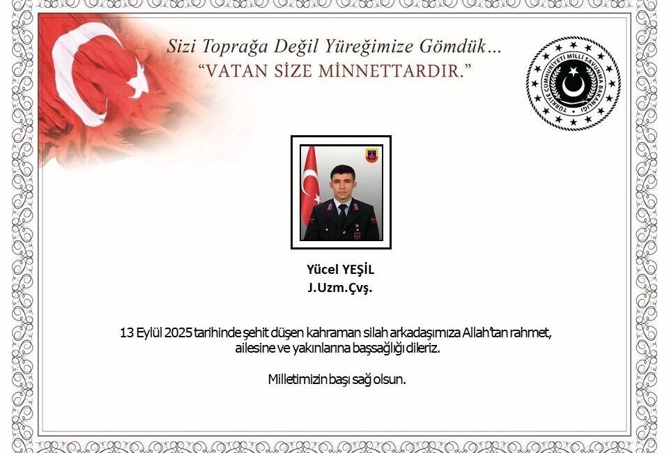 Milli Savunma Bakanlığı (MSB), trafik kazası sonucu şehit olan Jandarma