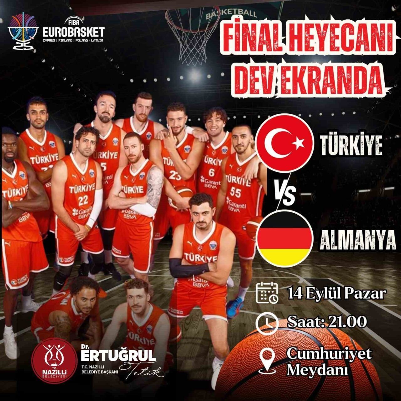 Avrupa Basketbol Şampiyonası finalinde Almanya ile karşılaşacak olan Türkiye Basketbol